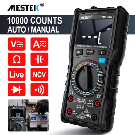 Dm100c Mestek Digital Multimeter Analog Bar Graph Manual/auto Ac/dc ...