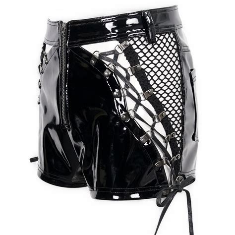 Black Vinyl Amala Sexy Hot Pants By Devil Fashion The Dark Store
