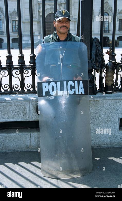 Riot Policeman Palacio De Gobierno Government Palace Plaza De