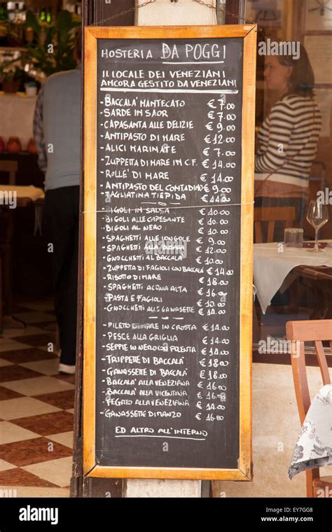 Da Poggi Restaurant Menu, Venice; Italy Stock Photo - Alamy