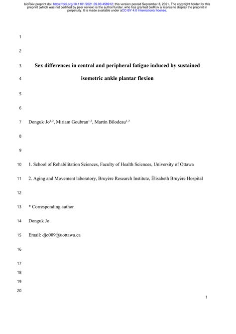 Pdf Sex Differences In Central And Peripheral Fatigue Induced By