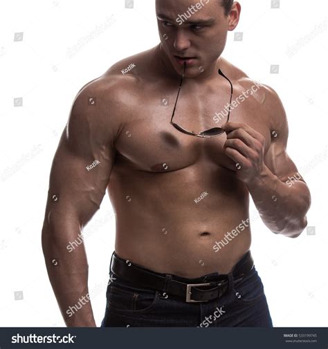 Naked Torso Male Bodybuilder Athlete Studio Stock Photo 533199745