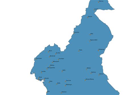 Map of Cameroon With Cities SVG Vector - Cities Map