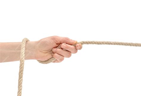 Premium Photo Hand Pulling The Rope Isolated On White