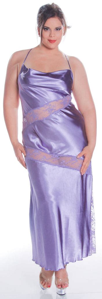 Womens Plus Size Silky Nightgown With Lace 6066x Shirleymccoycouture