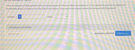 Solved A Hot Air Balloon Is Rising Upward With A Constant Chegg