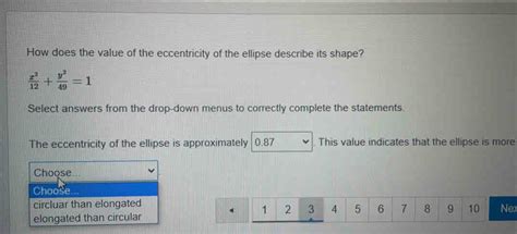 Solved How Does The Value Of The Eccentricity Of The Ellips Algebra