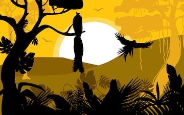 Premium Vector | Flat birds silhouette at sunset