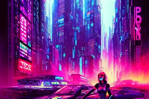 Painting Of New York City Cyberpunk Style Techno Stable Diffusion