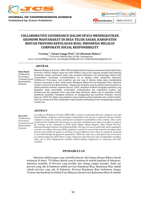 PDF Collaborative Governance Dalam Upaya Meningkatkan Ekonomi