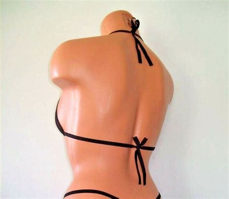 Black Spandex Sheer Mesh Adjustable Back Tie Bikini Top Lingerie Sunwear Etsy