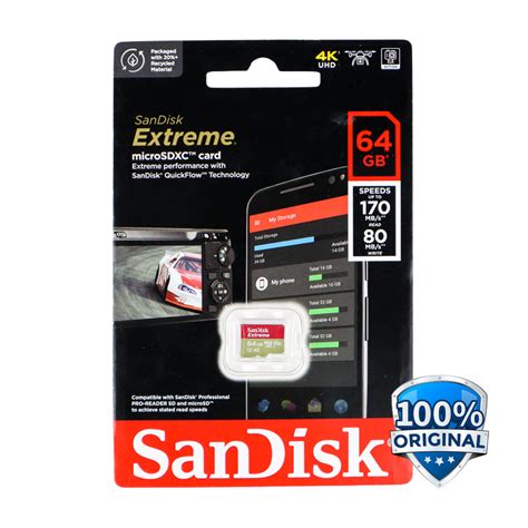 SanDisk Extreme MicroSDXC V30 A2 U3 64GB SDSQXAH 064G No Color