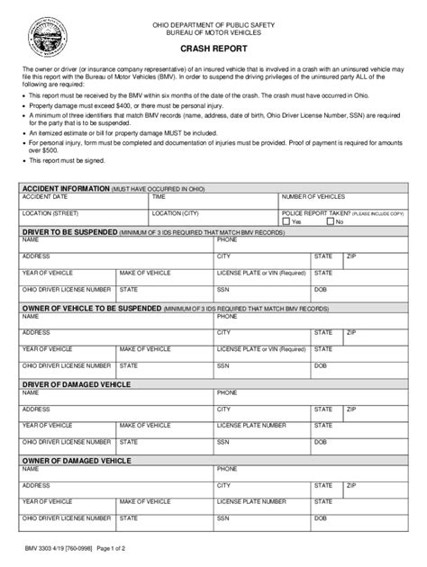 2019 2023 Form OH BMV 3303 Fill Online Printable Fillable Blank