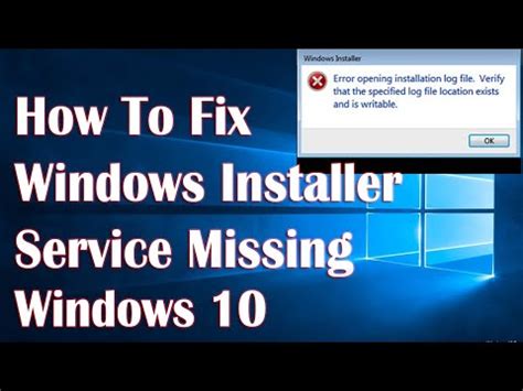 Windows Installer Service Missing In Windows 10 How To Fix YouTube