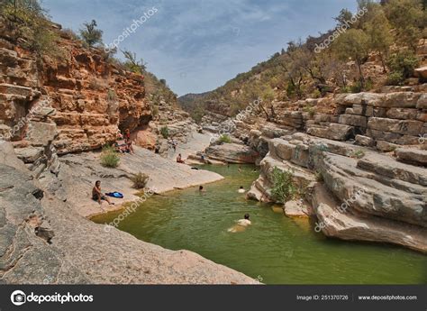 Paradise valley, Morocco - August, 2017. Oasis Paradise valley in ...