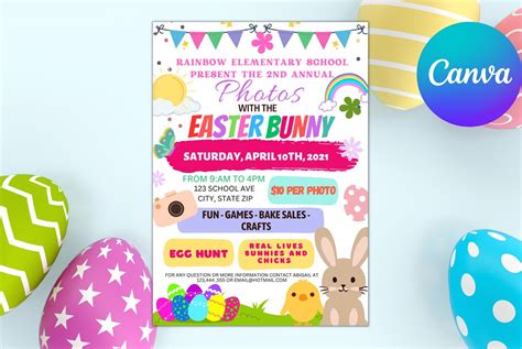 Cute Photos With The Easter Bunny Flyer Printable Invite School