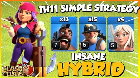 New Th11 Queen Charge Hybrid Strategies Th11 Best Hog Miner Attack