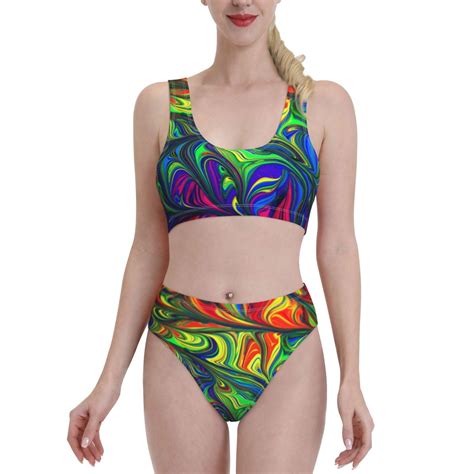 Haiem Pride Rainbow Women S High Waisted Bikini Set Two Piece Bathing