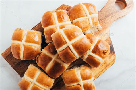 Easter Breakfast With Hot Cross Buns Stock Photo By Manuta PhotoDune