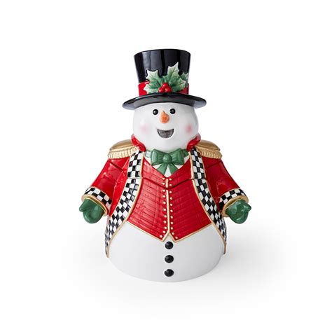 Spode Christmas Tree Black And White Figural Snowman Cookie Jar