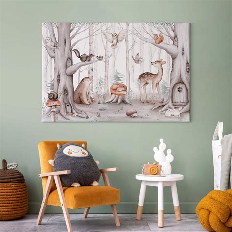 Leinwandbild Kinderzimmer S E Tiere Im Wald Kvilis Wall Art De