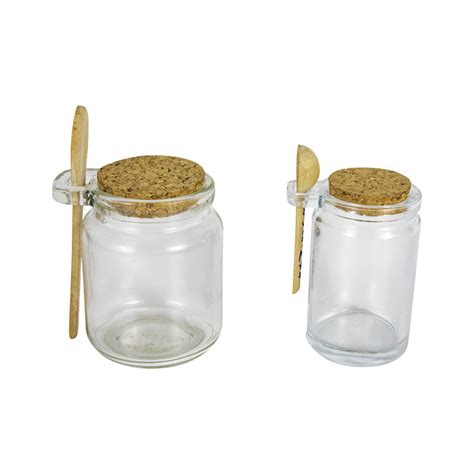 Glass Spice Salt Sugar Storage Jar With Wood Spoon And Cork China