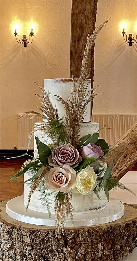 Tier Semi Naked Wedding Cake Crondon Park July Sticky