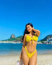 Seleneitor Displaying Her Stunning Body At The Beach In A Sexy Yellow Bikini AZNude