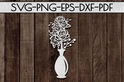 Roses In Vase Papercut Template Spring Decor Svg Pdf By Mulia