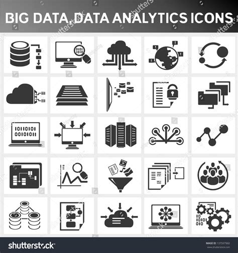 Big Data Icon Set Data Analytics Stock Vector 137597960 Shutterstock