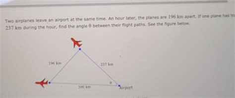 Solved Two Airplanes Leave An Airport At The Same Time An Hour Later