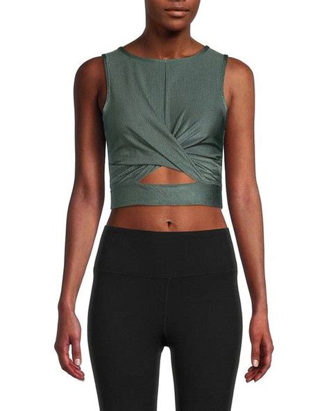 90 Degrees Twisted Cutout Crop Top In Green Lyst