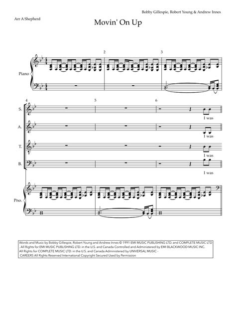 Movin On Up Arr Alan Shepherd By Primal Scream Sheet Music For SATB