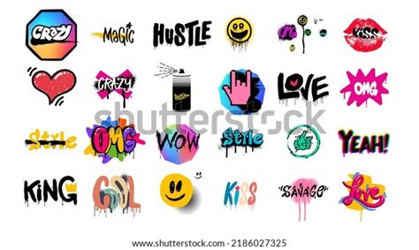 Set Street Graffiti Lettering Elements Grunge Stock Vector Royalty