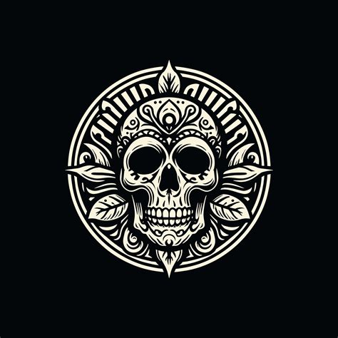 Vector skull line art. Stylized human skull front view, made by ...