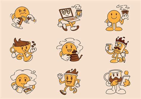 cute coffee mascot illustration set 42579918 Vector Art at Vecteezy