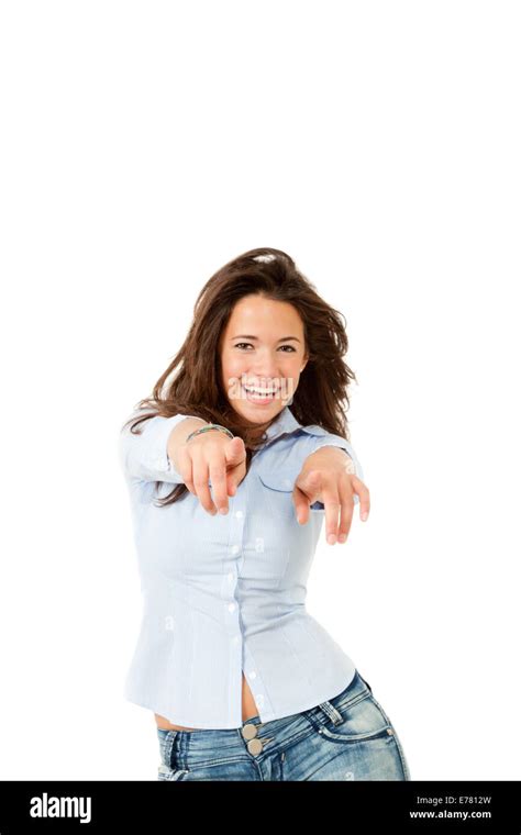 Portrait Of Brunette Girl Isolated On White Background Stock Photo Alamy