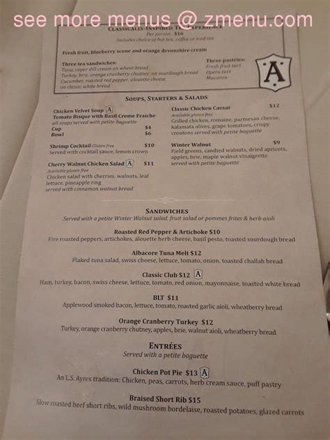 Online Menu Of Ls Ayres Tea Room Restaurant Indianapolis Indiana