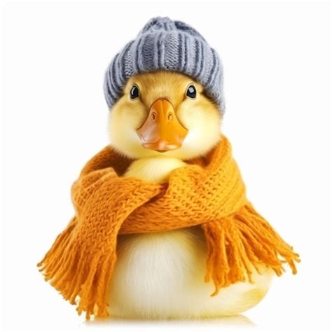 Premium Ai Image A Duck Wearing A Scarf And A Hat