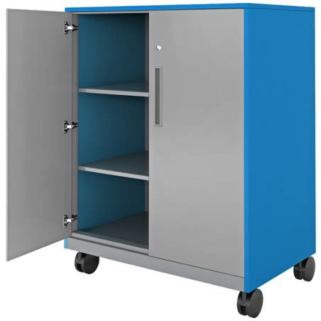 45" Tall Mobile Metal Storage Cabinet w/Shelves & Doors