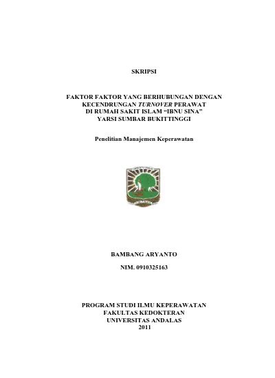 FAKTOR FAKTOR YANG BERHUBUNGAN DENGAN KECENDRUNGAN TURNOVER PERAWAT DI