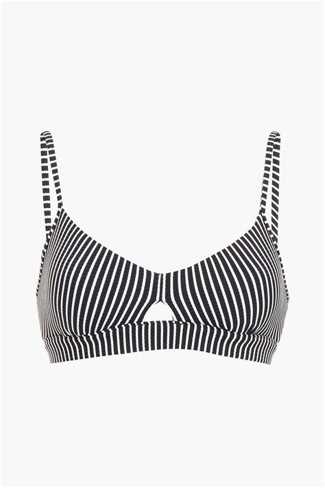 Seafolly Go Overboard Cutout Striped Ribbed Bikini Top The Outnet