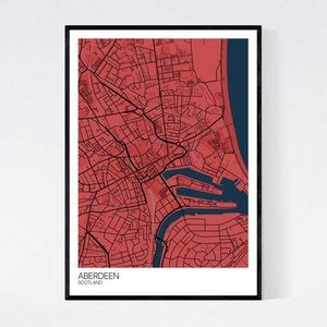 Aberdeen City Centre Map Art Print Many Colours 350gsm Art - Etsy