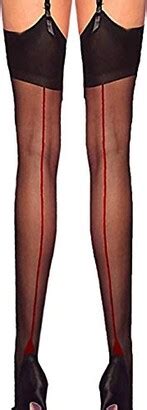 Mytoptrendz Cuban Stiletto Heel Sheer Seamed Stockings Retro Back Seam