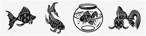 Goldfish Icons Set Simple Vector Under White Gold PNG And Vector