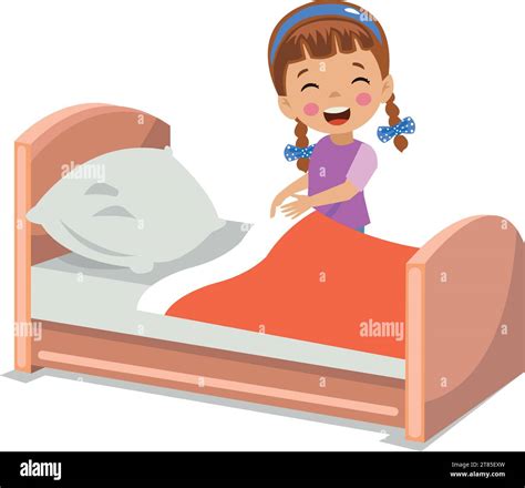 Cute Boy Making His Bed Stock Vector Image Art Alamy