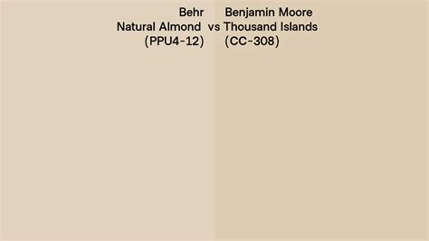 Behr Natural Almond Ppu Vs Benjamin Moore Thousand Islands Cc