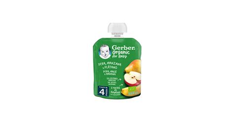 Bolsita Puré Para Bebés Gerber Pera Manzana Y Plátano Nestlé Bebé