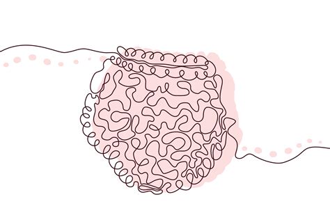 Intestines Hand Drawn Icon Continuous Line Drawing And Pink Flat