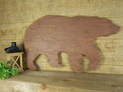 Wooden Bear Rustic Home Decor Grizzly Bear Wall Art Lake House